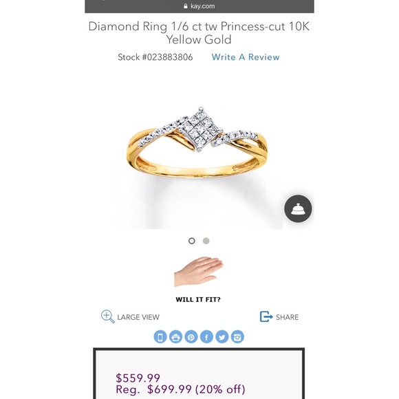 🚫SOLD Diamond Ring 1/6 ct Princess Cut 10K Yellow Gold - Picture 2 of 8